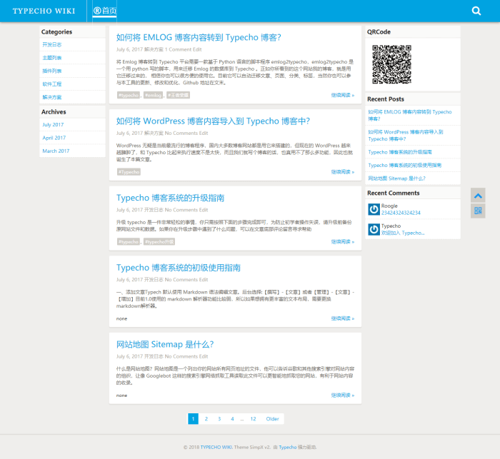 Typecho 多功能三栏主题 SimpX
