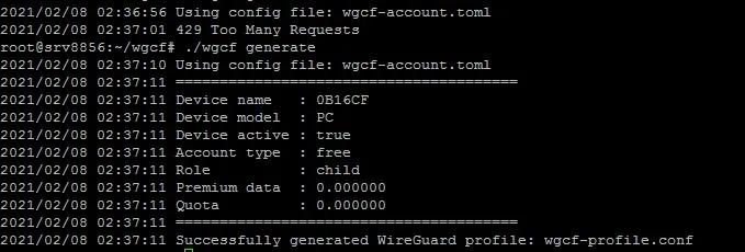 生成wgcf-profile.conf