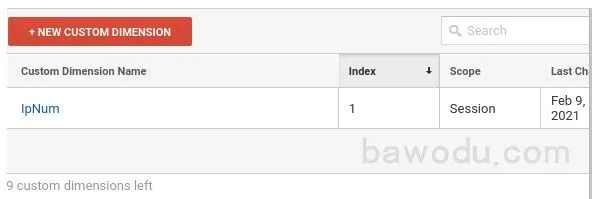 Google Analytics中新建一个自定义维度去存储ip